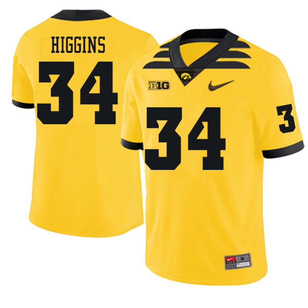 Men #34 Jay Higgins Iowa Hawkeyes College Football Jerseys Sale-Gold